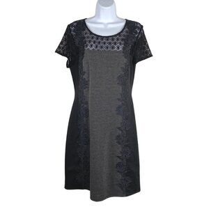 41‎ Hawthorn Dress Lace Gray Black Short Sleeve Back Zip NWT Women's Large